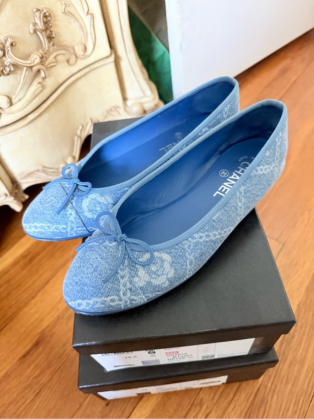 Chanel Blue Denim Ballet Flats 39.5 - Picture 3 of 7